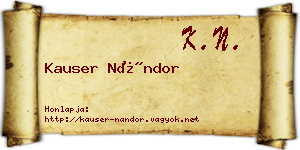 Kauser Nándor névjegykártya