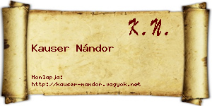 Kauser Nándor névjegykártya